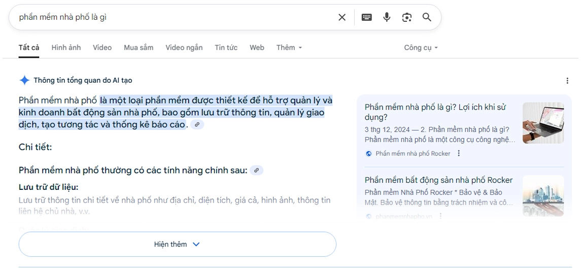 Chế độ hiển thị của Google AI
