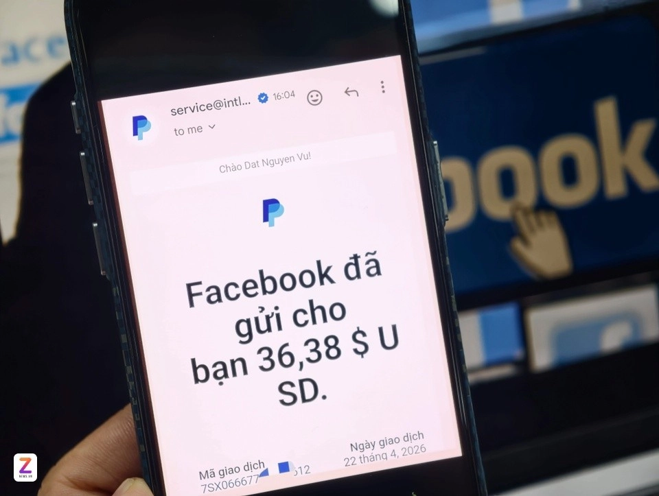 Thông báo gửi tiền của Facebook