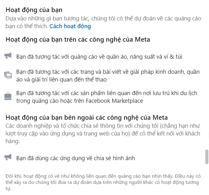 Hoạt động của bạn