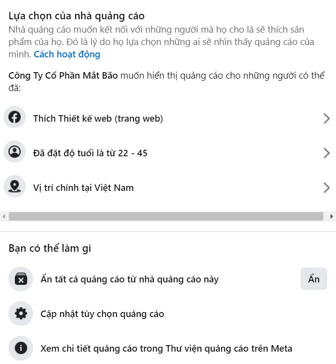 Lựa chọn của nhà quảng cáo