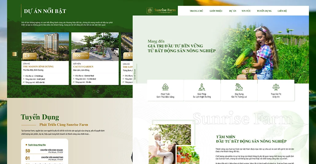 SUNRISE FARM Mẫu website SUNRISE FARM